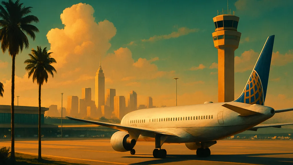 Original AI-generated travel illustration for: United CEO Scott Kirby Wants Compulsory National Service & A Wealth Tax