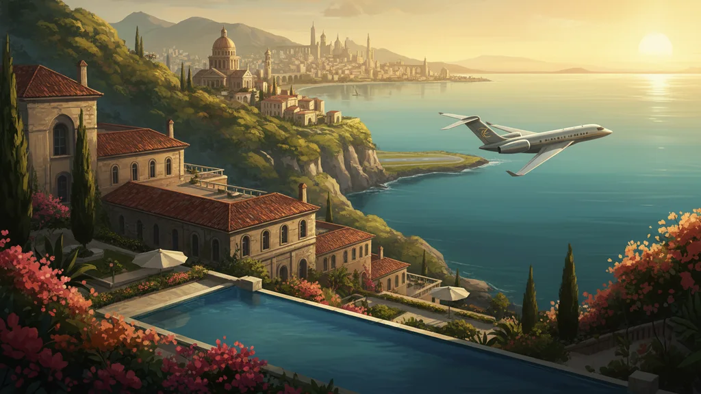 Original AI-generated travel illustration for: Relais & Châteaux launches MyImpact sustainability platform