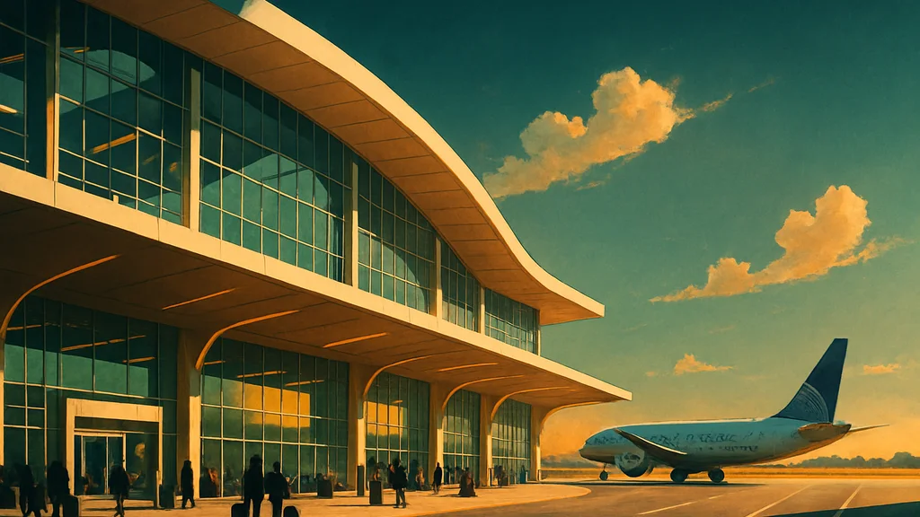 Original AI-generated travel illustration for: Sneak preview of United’s new Terminal B North Concourse at IAH