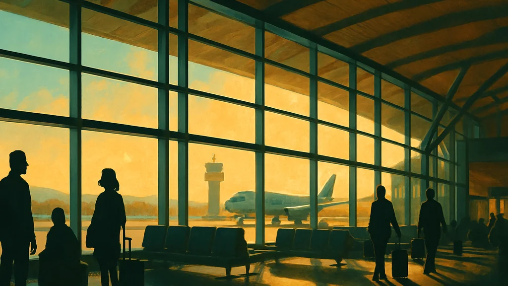 Original AI-generated travel illustration for: Cork Airport ready for the city’s annual jazz festival