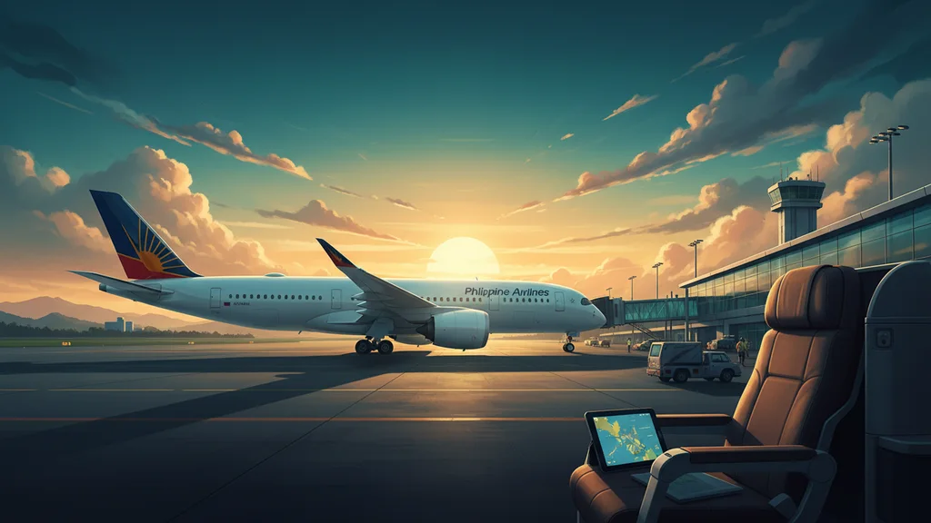 Original AI-generated travel illustration for: Philippine Airlines Business Class Airbus A350 Review: Great Seats, With Missing Heart
