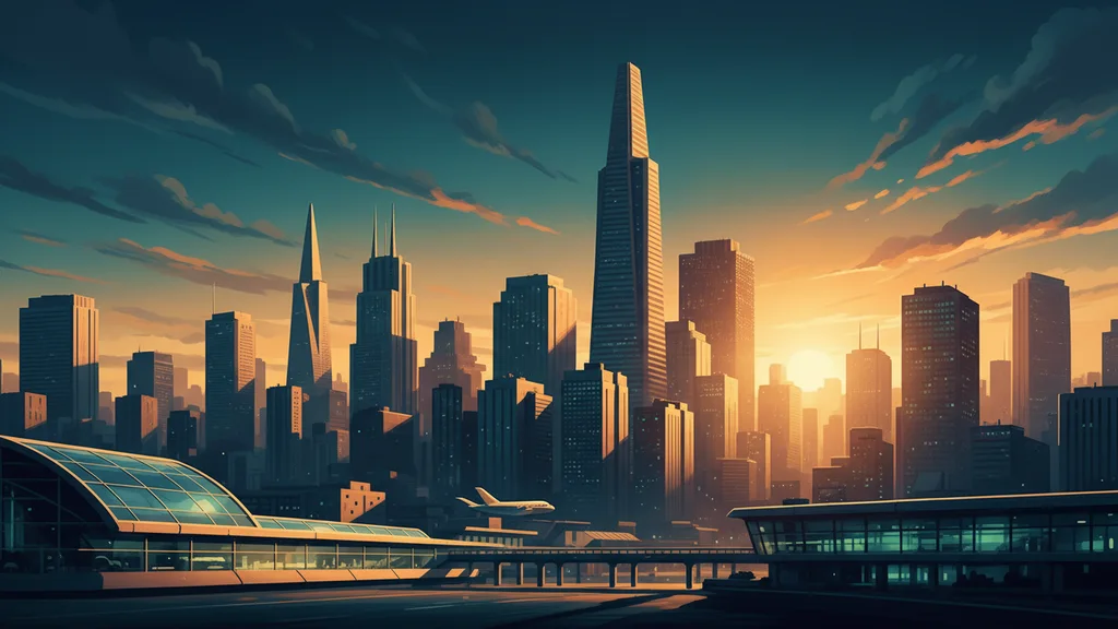 Original AI-generated travel illustration for: Waymo Picks Ramp for Its First Business Travel Expense Partner: Exclusive