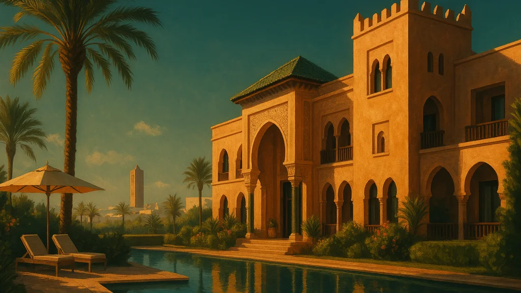 Original AI-generated travel illustration for: Minor Hotels to enter Morocco with Anantara Retreat Rabat
