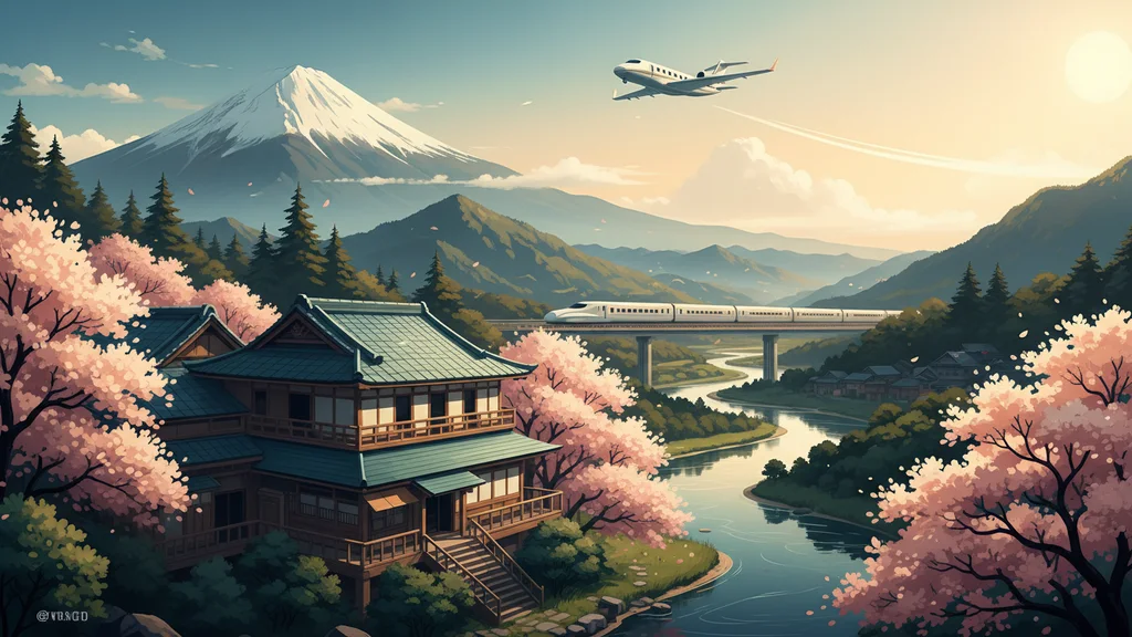 Original AI-generated travel illustration for: Virtuoso Luxe Report 2027: Japan leads as luxury travel trends evolve