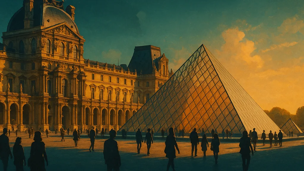 Original AI-generated travel illustration for: Louvre protest disrupts museum access in Paris