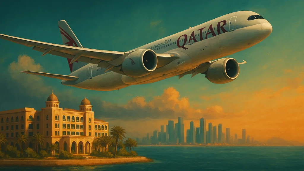 Original AI-generated travel illustration for: Buy Qatar Airways Avios With 60% Bonus, 1.44 Cents Each: Worth It?