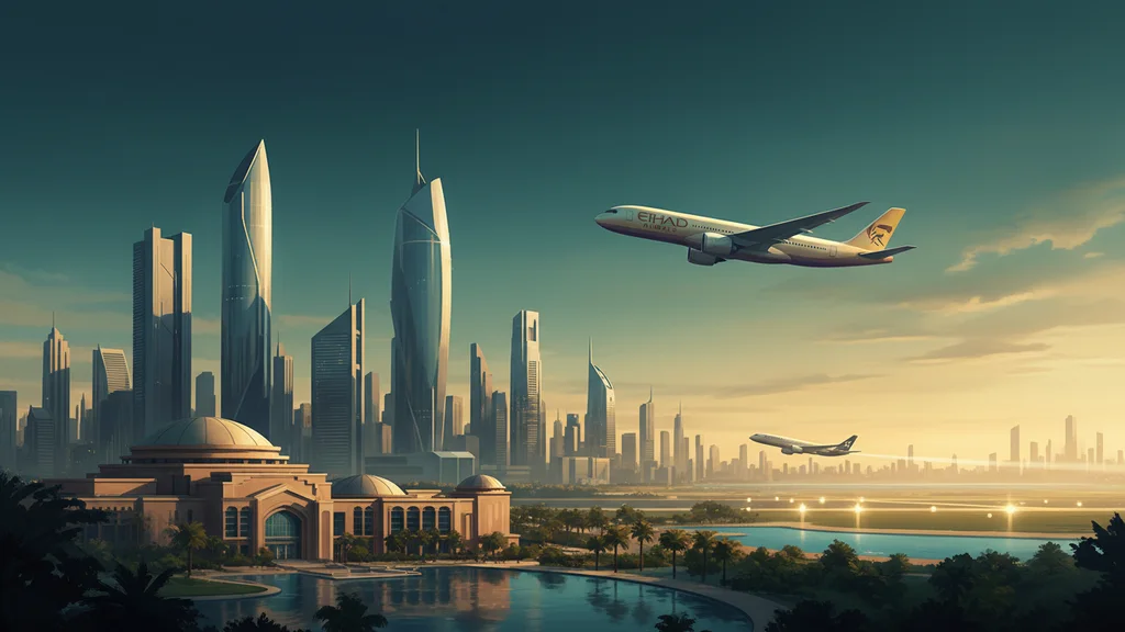Original AI-generated travel illustration for: Etihad Airways and STARLUX expand frequent flyer partnership