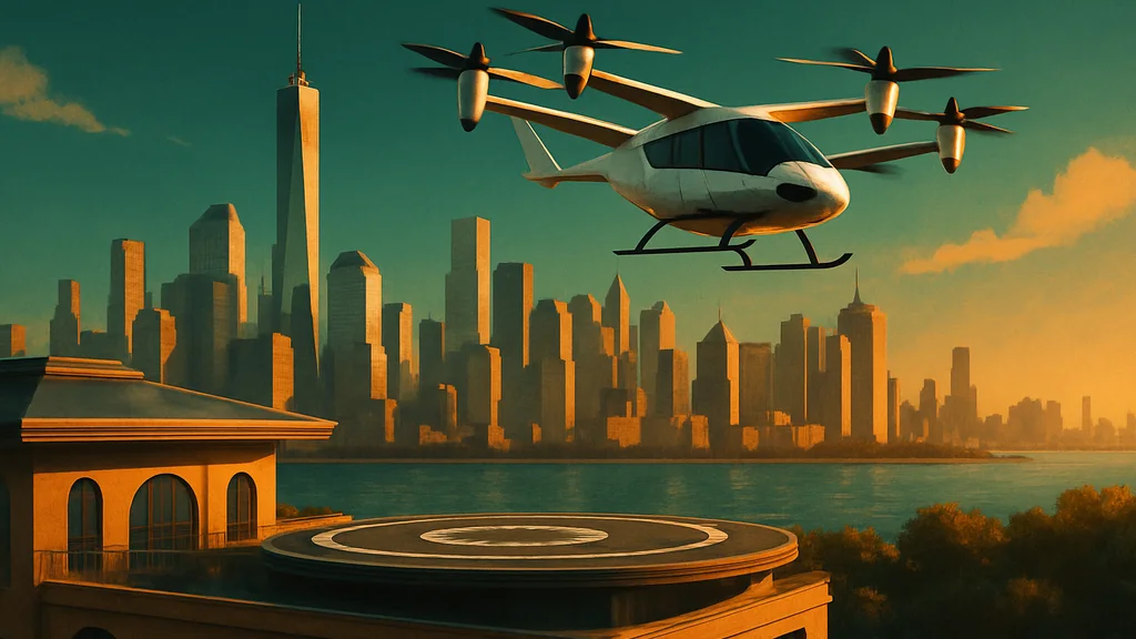Original AI-generated travel illustration for: Signature Aviation and UrbanV launch US AAM alliance