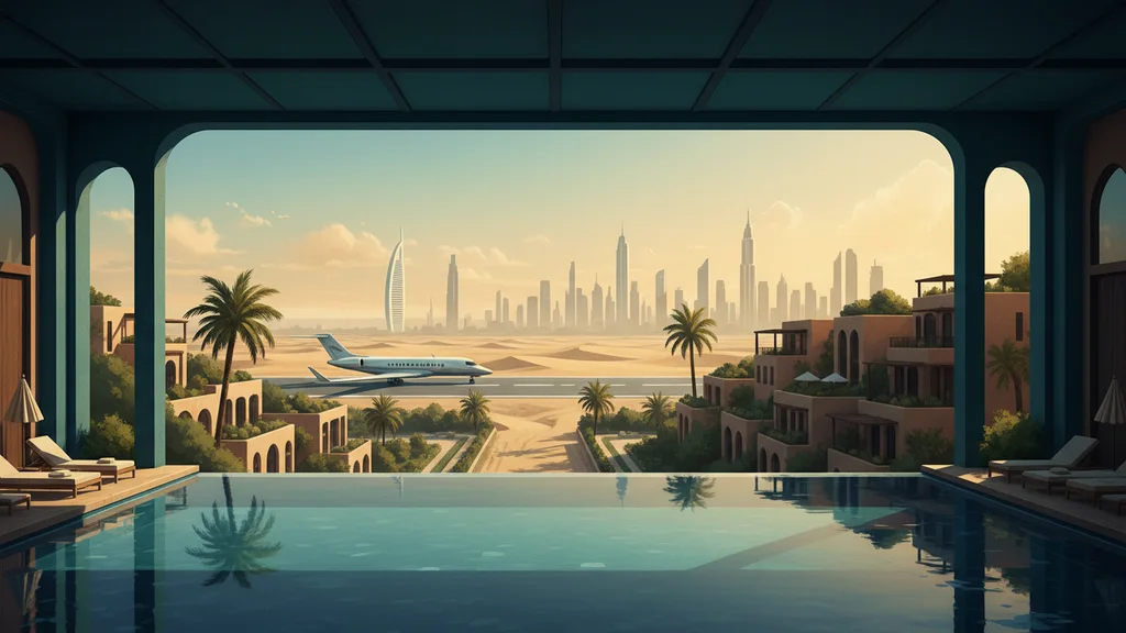 Original AI-generated travel illustration for: Dubai Holiday-Home Operator Silkhaus Shuts Down, Citing U.S.-Iran War