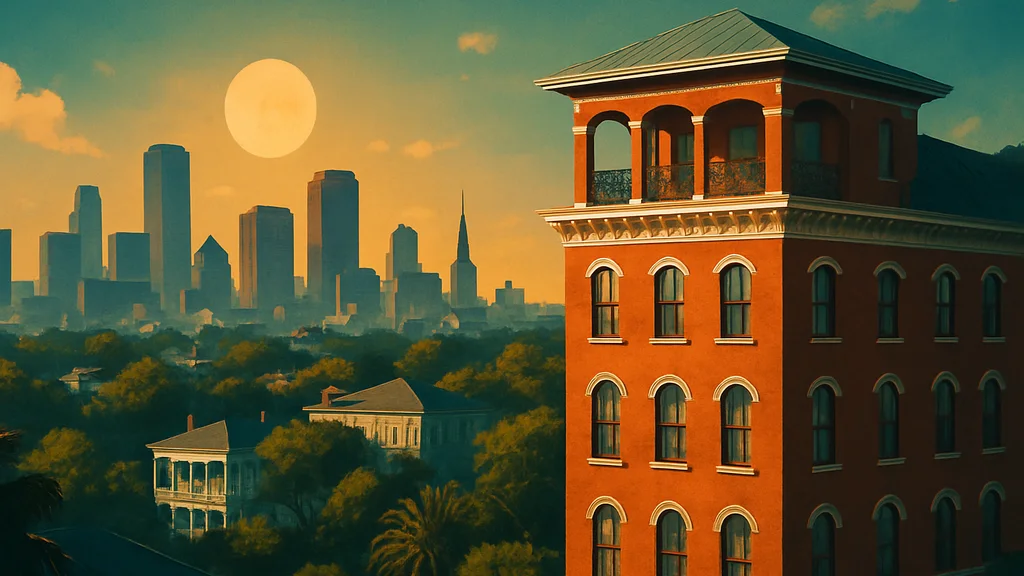 Original AI-generated travel illustration for: The Warbler Hotel opens in New Orleans’ Garden District