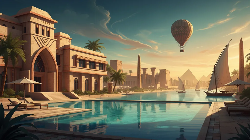 Original AI-generated travel illustration for: Egypt Has the Visitors. Now It Wants Them to Stay Longer and Spend More