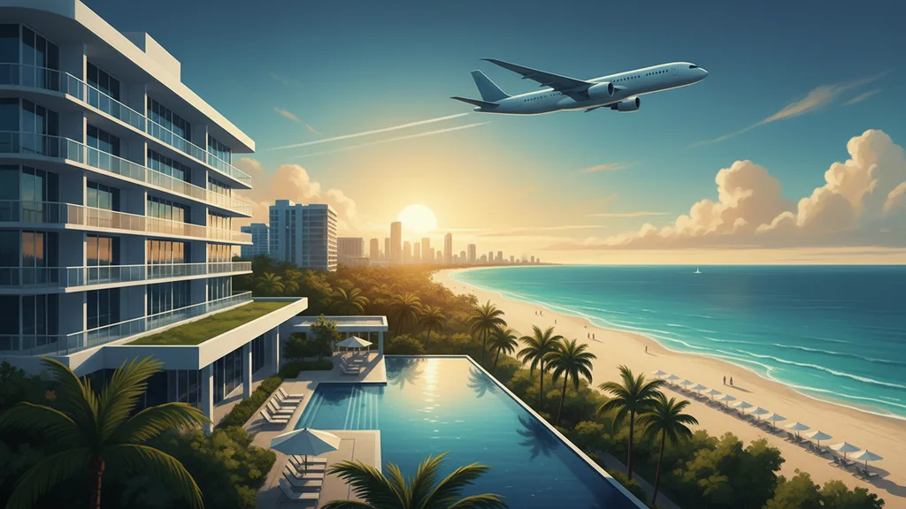 Original AI-generated travel illustration for: American Flight Returns To Miami Over Water Request Dispute (Guyana’s President Was Onboard)