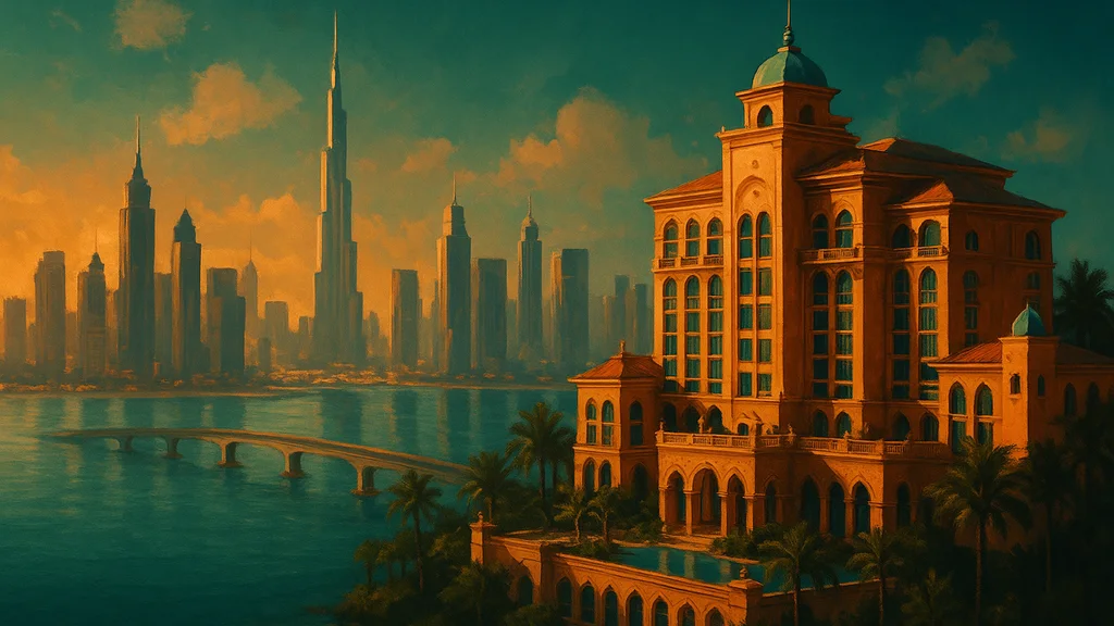 Original AI-generated travel illustration for: Agoda Doubles Premium Hotel Supply as Five-Star Search Rises