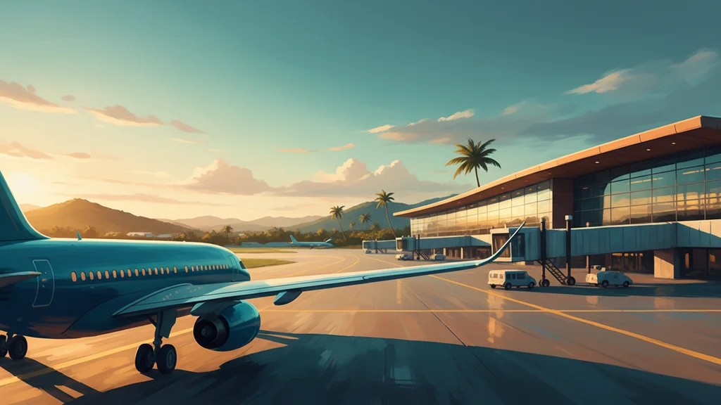 Original AI-generated travel illustration for: JetBlue Promises An Operating Profit In 2027, But Its Margins Are Getting Worse