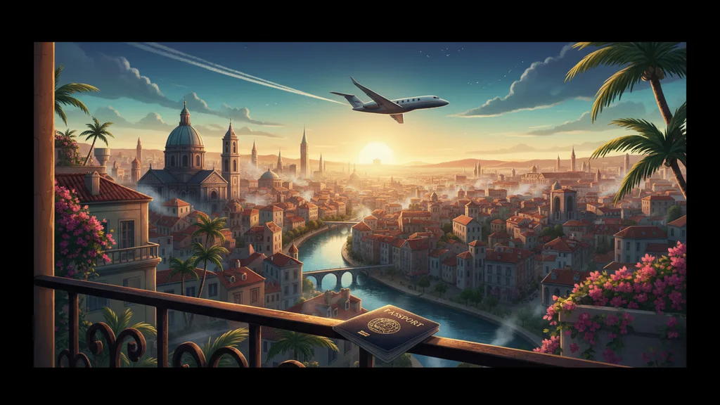 Original AI-generated travel illustration for: European travellers favour sharing passport details over browsing history, Phocuswright finds
