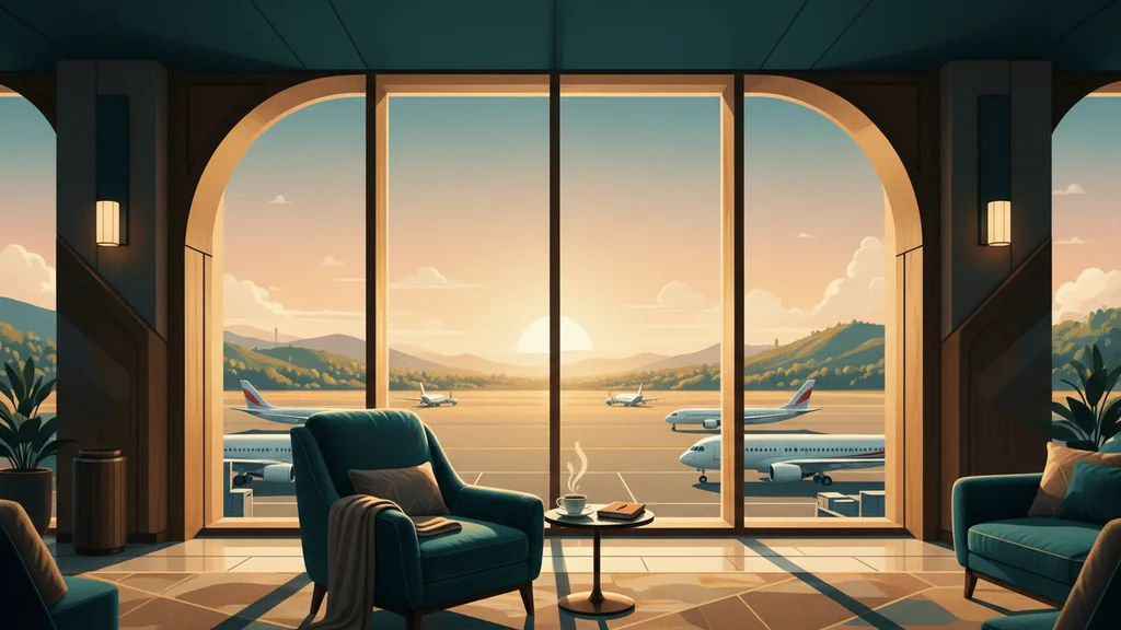 Original AI-generated travel illustration for: Ouch: United Launches “Basic” Domestic First Class Fares, And They’re Restrictive