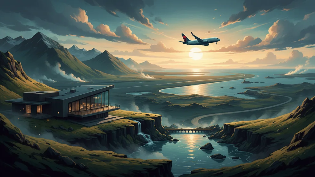 Original AI-generated travel illustration for: Delta Ran Icelandair Out Of Detroit, Then Cut The Route Itself: The Nasty Side Of Competition