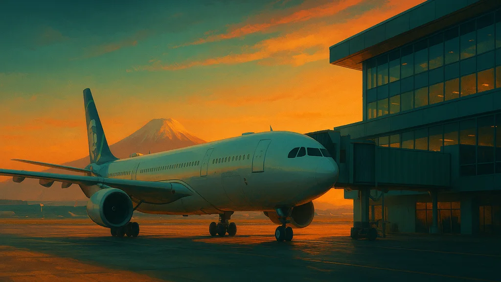 Original AI-generated travel illustration for: Alaska Launching Seattle To Osaka & Tahiti Flights, Using Hawaiian A330s