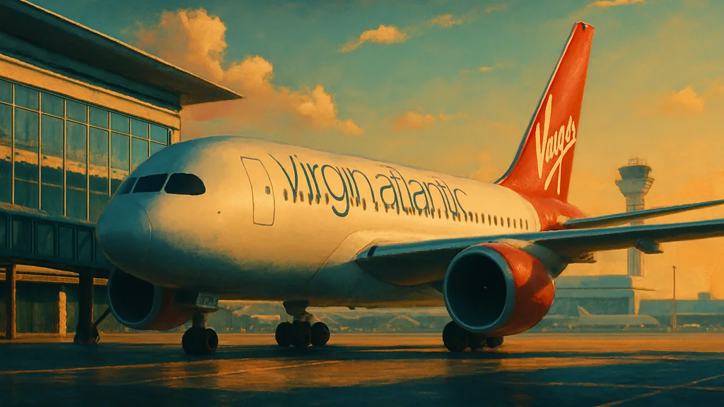 Original AI-generated travel illustration for: Save On Virgin Atlantic Flights With Amex Offers (Targeted)