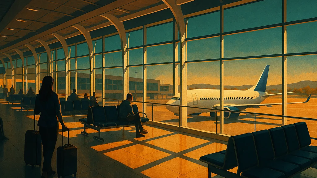 Original AI-generated travel illustration for: Perth Airport celebrates 30-year partnership with Delaware North