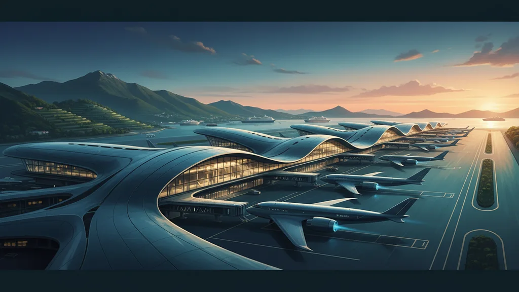 Original AI-generated travel illustration for: Guidance: Transport infrastructure carbon benchmarks