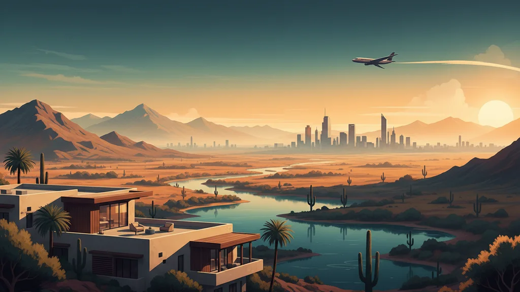 Original AI-generated travel illustration for: How Furnished Monthly Stays Are Reshaping Lodging in Arizona’s East Valley