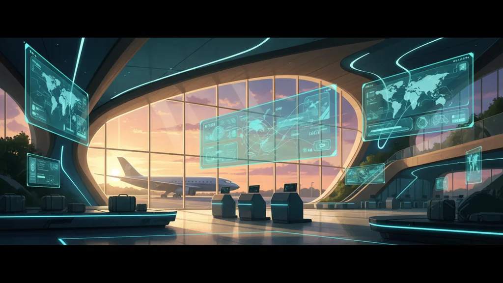 Original AI-generated travel illustration for: Travelport and Cognizant expand partnership to advance AI-native travel retail