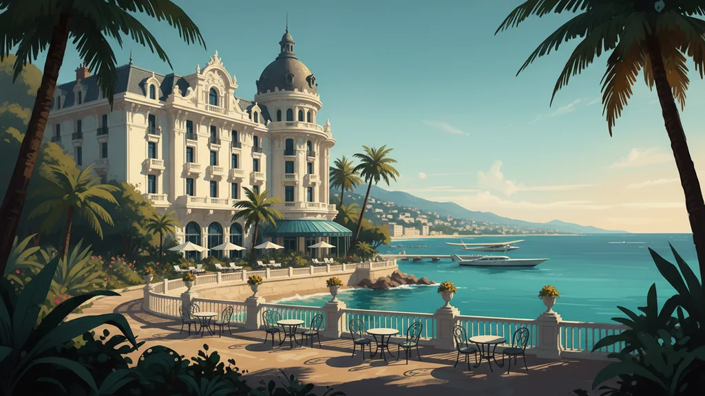 Original AI-generated travel illustration for: Le Negresco: A Celebration of Luxury Living and Haute Cuisine
