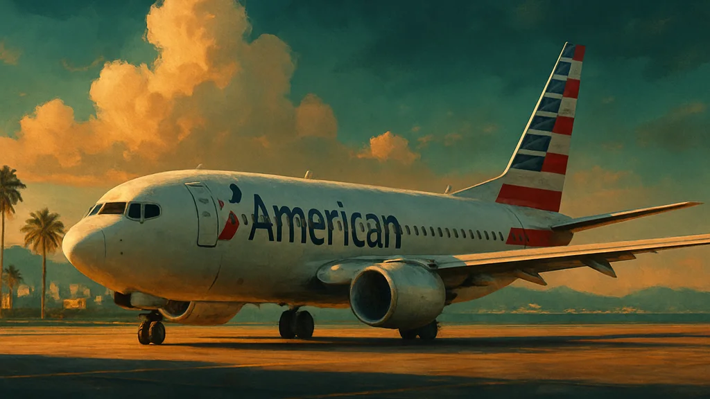 Original AI-generated travel illustration for: American Airlines Expects Big 2026 Loss, Focused On “Restoring Profitability”