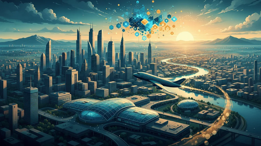 Original AI-generated travel illustration for: A New CTO, a Nasdaq Move and AI Agents: Hilton Makes Its Tech Pitch