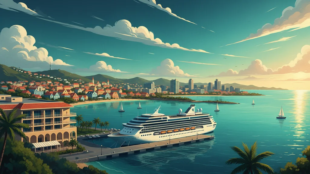 Original AI-generated travel illustration for: Carnival Corporation forecasts double-digit cruise capacity growth in Bonaire by 2027
