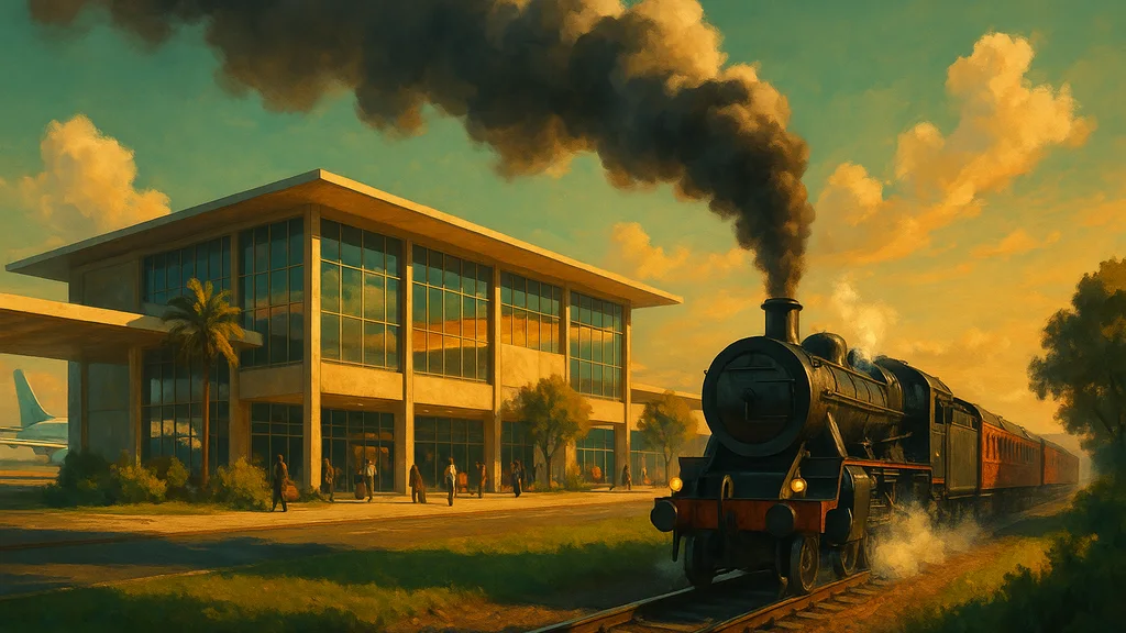 Original AI-generated travel illustration for: Full steam ahead: new station for Bradford
