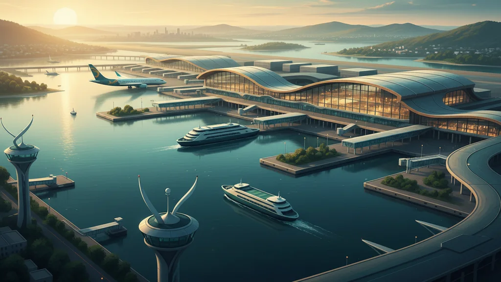 Original AI-generated travel illustration for: Port and domestic waterborne freight statistics: data tables (PORT)