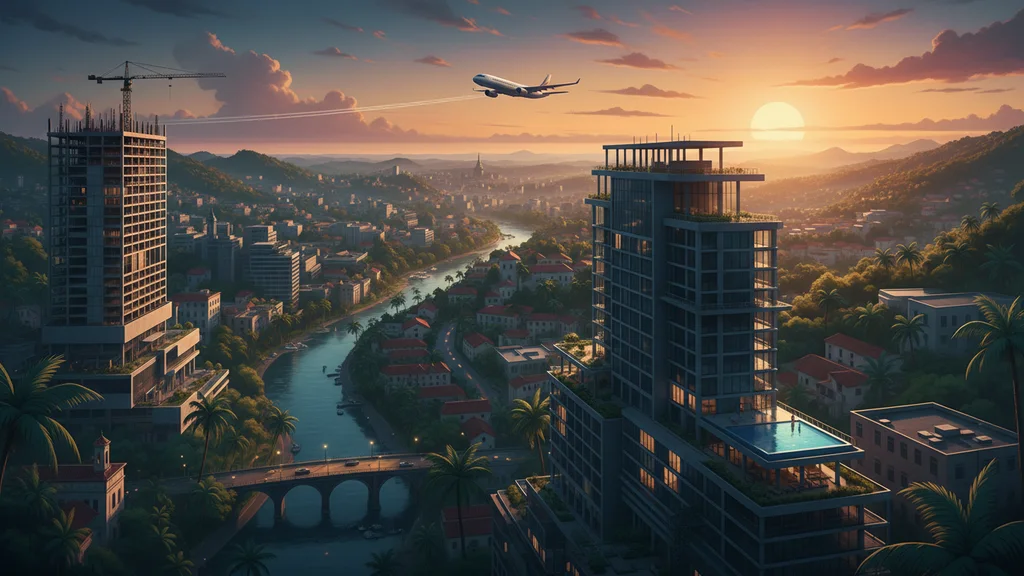 Original AI-generated travel illustration for: Latin America’s hotel construction pipeline reaches record levels