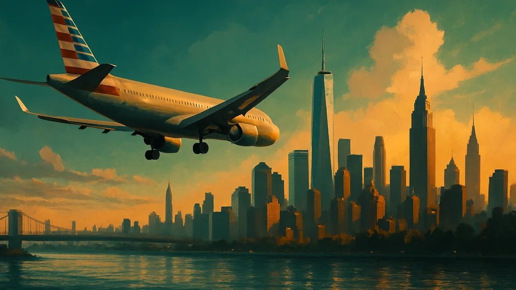 Original AI-generated travel illustration for: American Airlines Expects a 2026 Loss. How It Plans to Turn a Profit in 2027.