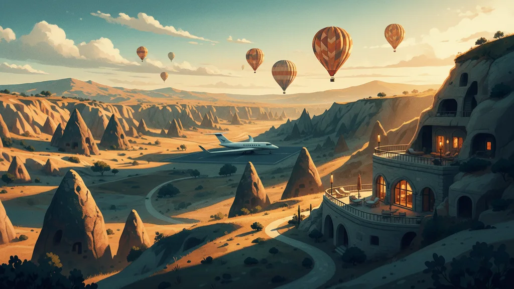 Original AI-generated travel illustration for: Rock formation collapse in Turkey’s Cappadocia kills at least two