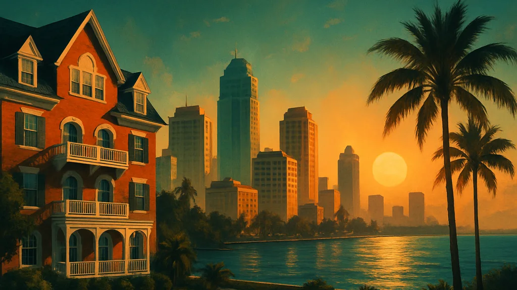 Original AI-generated travel illustration for: Curator adds two hotels in Vermont and St. Pete Beach