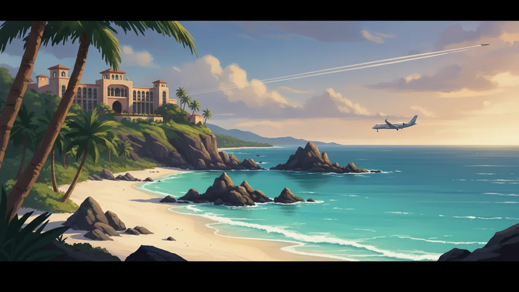 Original AI-generated travel illustration for: US suspends visa-free travel for Chinese visitors to Northern Mariana Islands