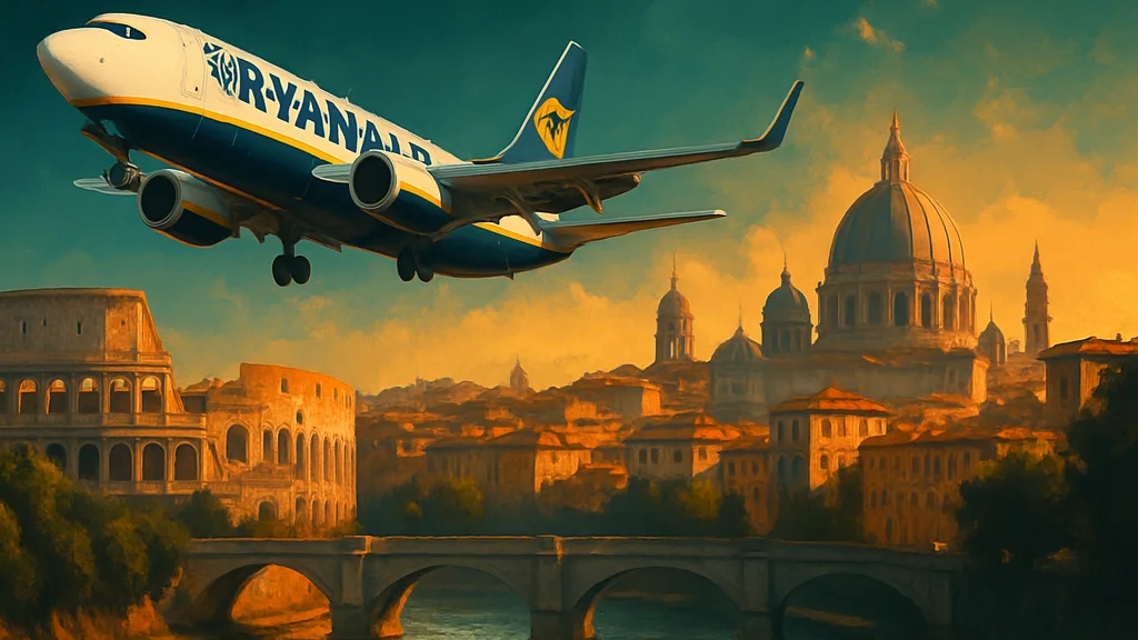 Original AI-generated travel illustration for: Ryanair CEO forecasts airfares to rise up to 20% in Europe in 2027