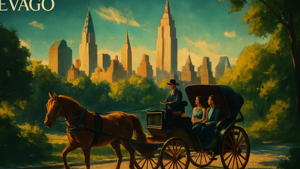 Original AI-generated travel illustration for: NYC’s Horse-Drawn Carriages To End by 2028