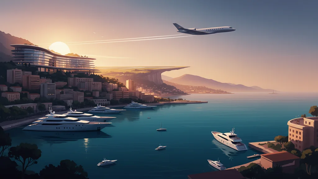 Original AI-generated travel illustration for: World Connect 2026 to bring 500 aviation leaders to Monaco for its 17th edition