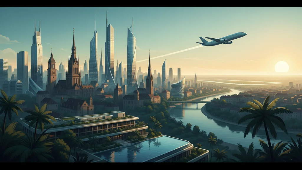 Original AI-generated travel illustration for: IATA outlines priorities to turn airline digitalisation into industry-wide value