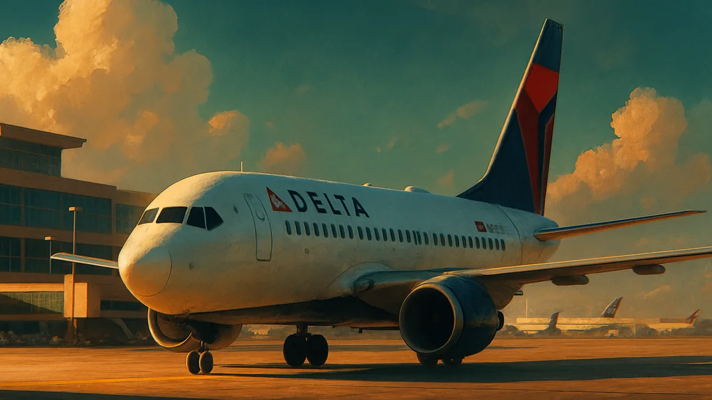 Original AI-generated travel illustration for: Delta’s Free Wi-Fi Rollout Is 95% Complete, But Its Edge Over United Won’t Last Long