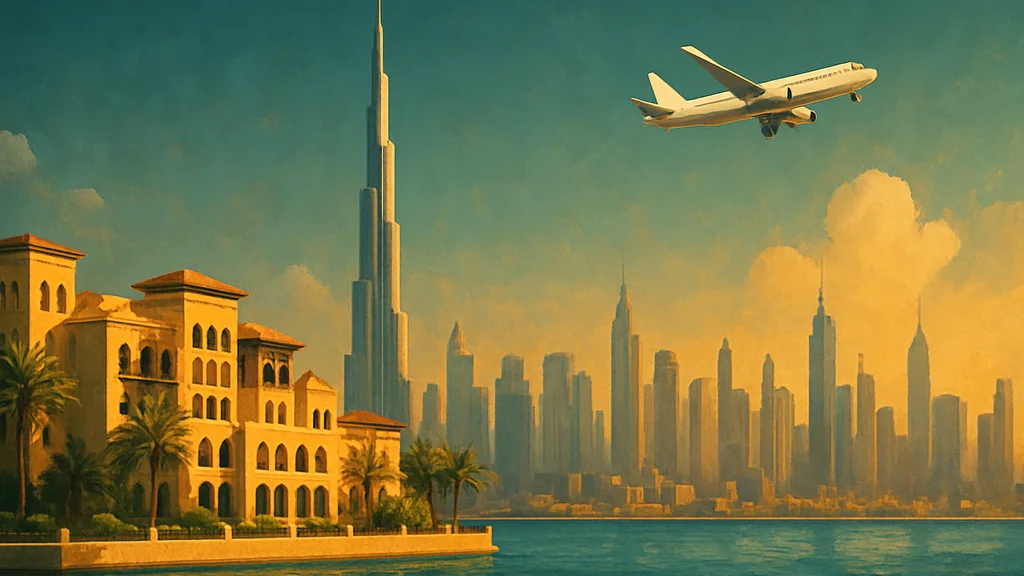 Original AI-generated travel illustration for: UAE Hotels Lean On Short-Haul Markets To Drive Recovery
