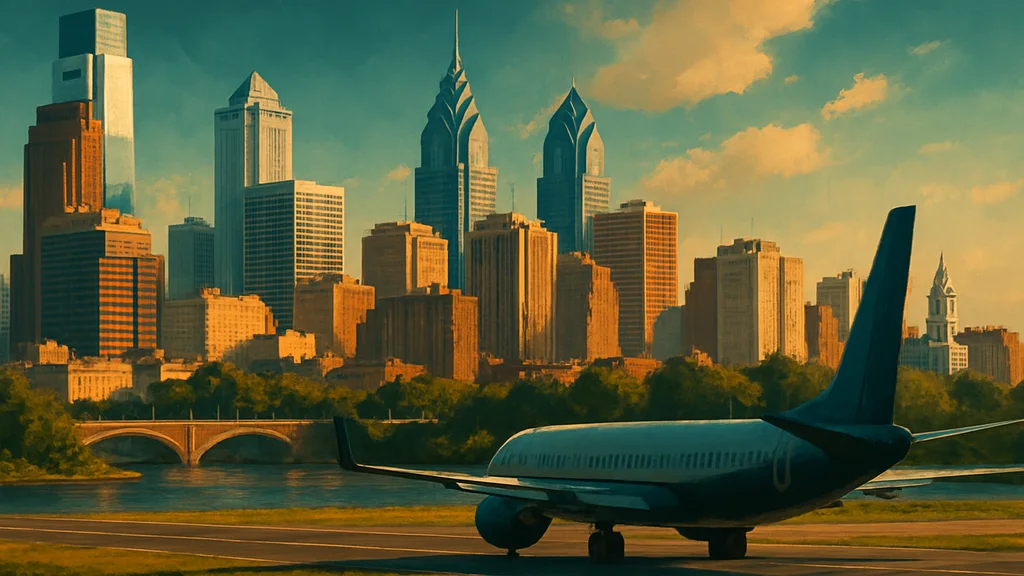 Original AI-generated travel illustration for: Lafayette’s Creole Kitchen & Bar οpens at Philadelphia Airport