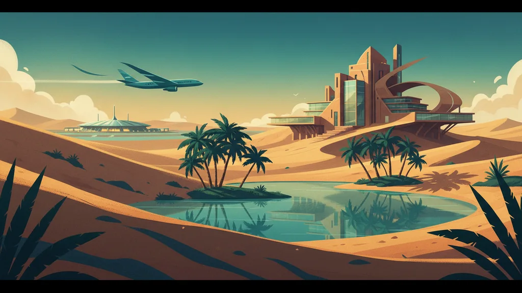 Original AI-generated travel illustration for: Kuwait