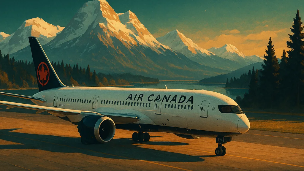 Original AI-generated travel illustration for: Air Canada Thinks Outside The Box, With Unique Winter-Only Europe Route