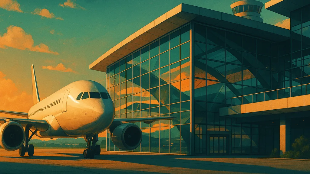 Original AI-generated travel illustration for: SITA to acquire Collins Aerospace Airport Solutions