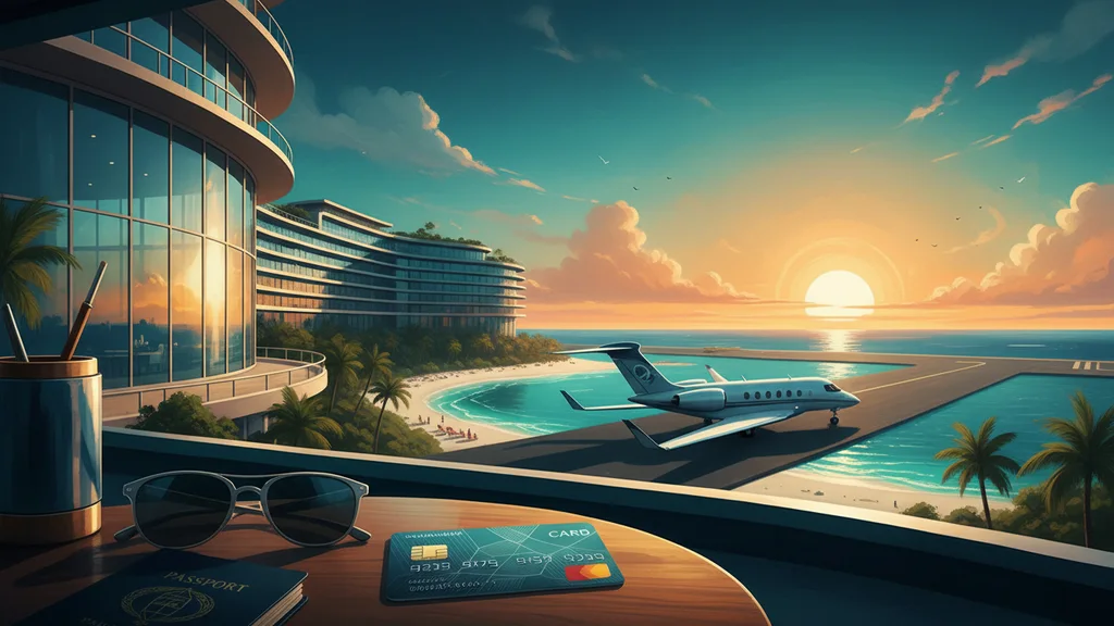 Original AI-generated travel illustration for: Which Credit Card Should You Use For Marriott Hotel Stays? Here’s The Math