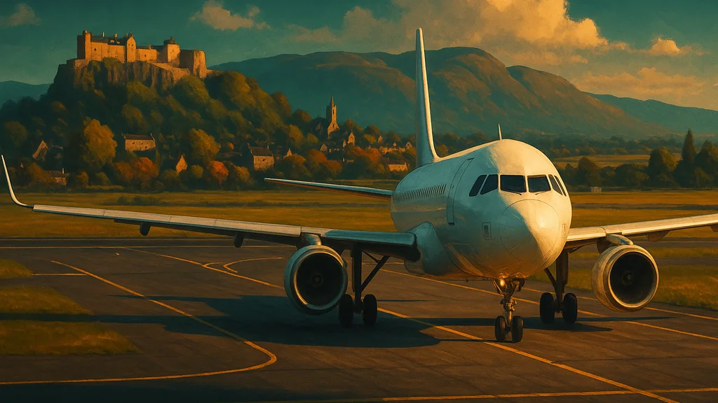 Original AI-generated travel illustration for: The AAIB has sent a team to Stirling